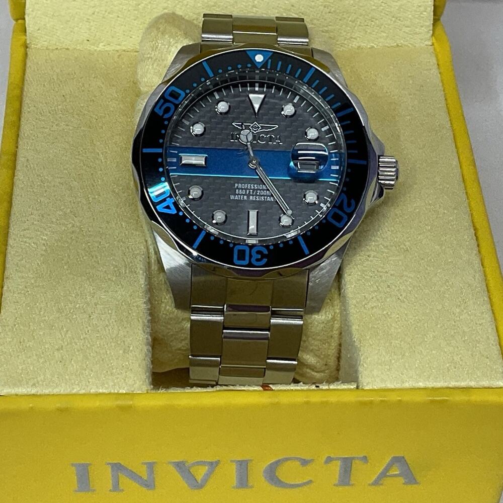 Invicta Grand Diver 14702 Men's Watch 47mm Steel w/ Black & Blue Dial Blue Line